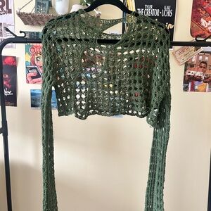 Green Crochet Crop Top